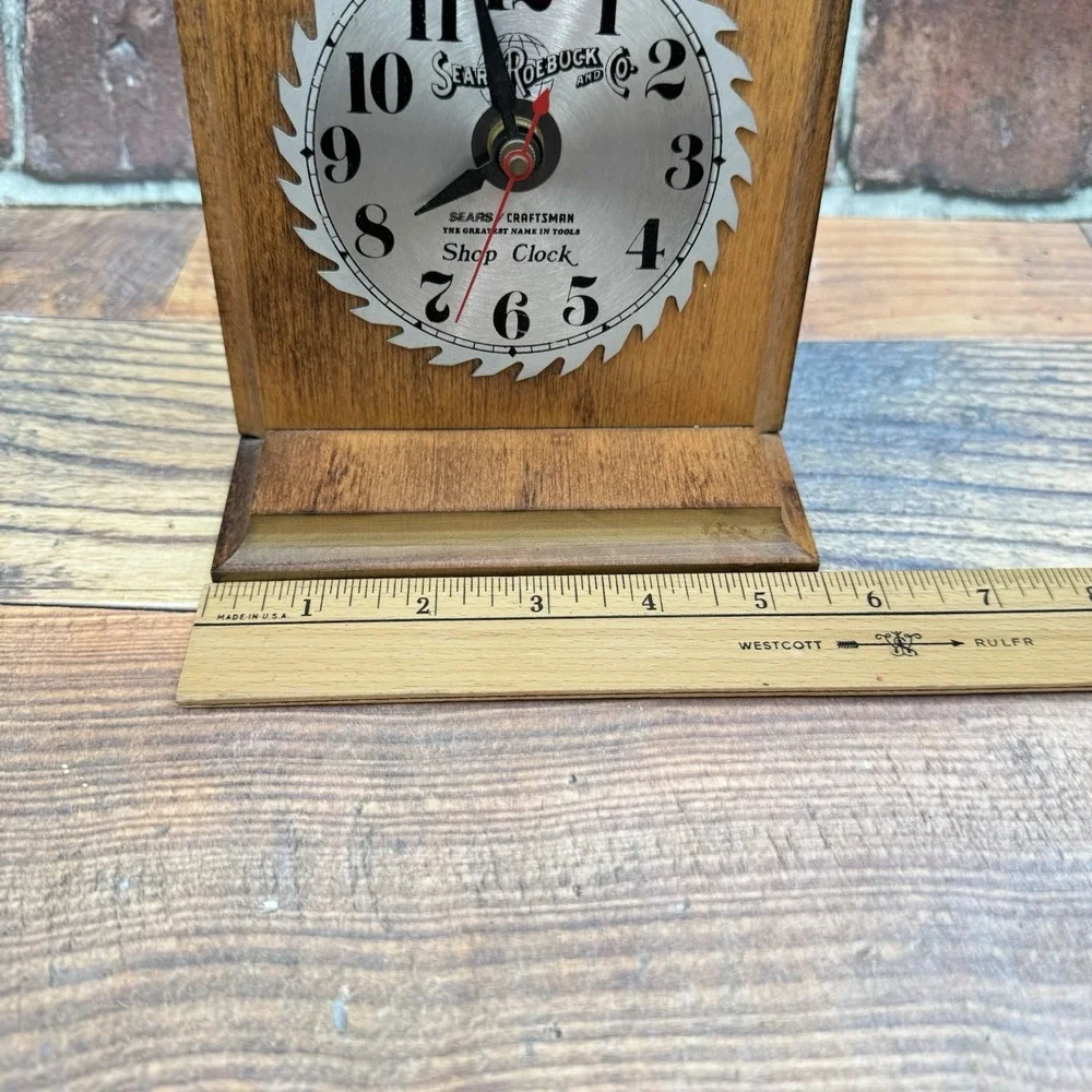 Craftsman Shop Clock Sears Roebuck Saw Blade Metal Wood MCM Vintage Tested